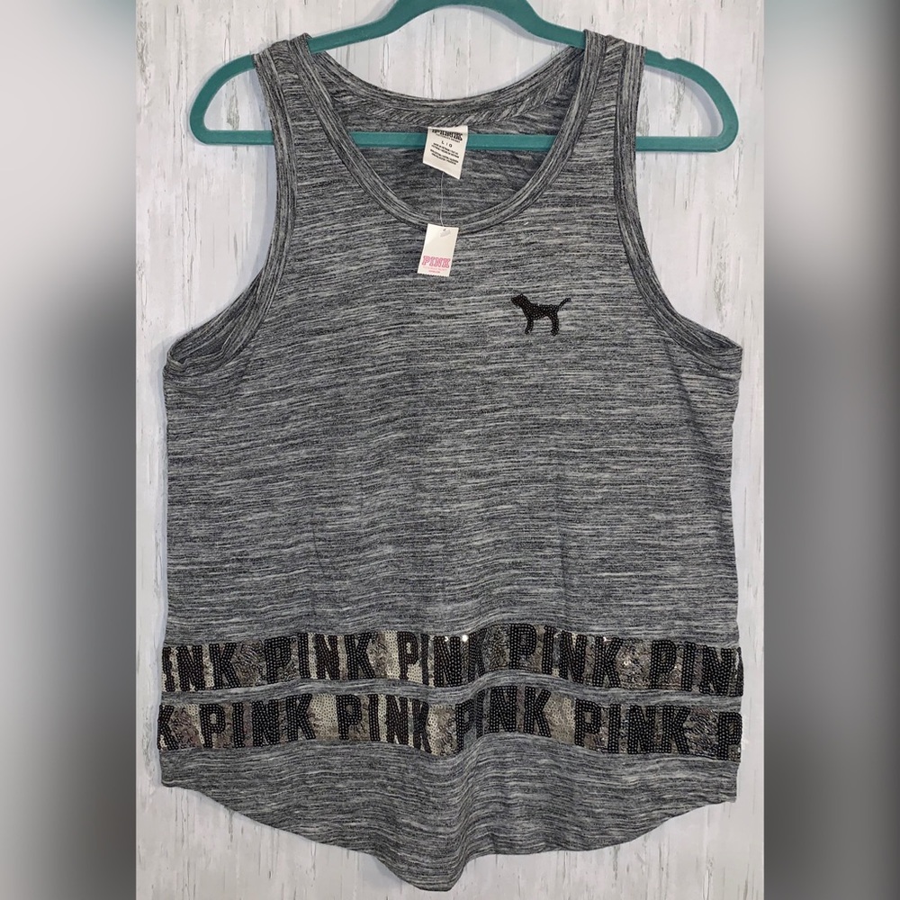 VS PINK Tank Top Sequins logo strips